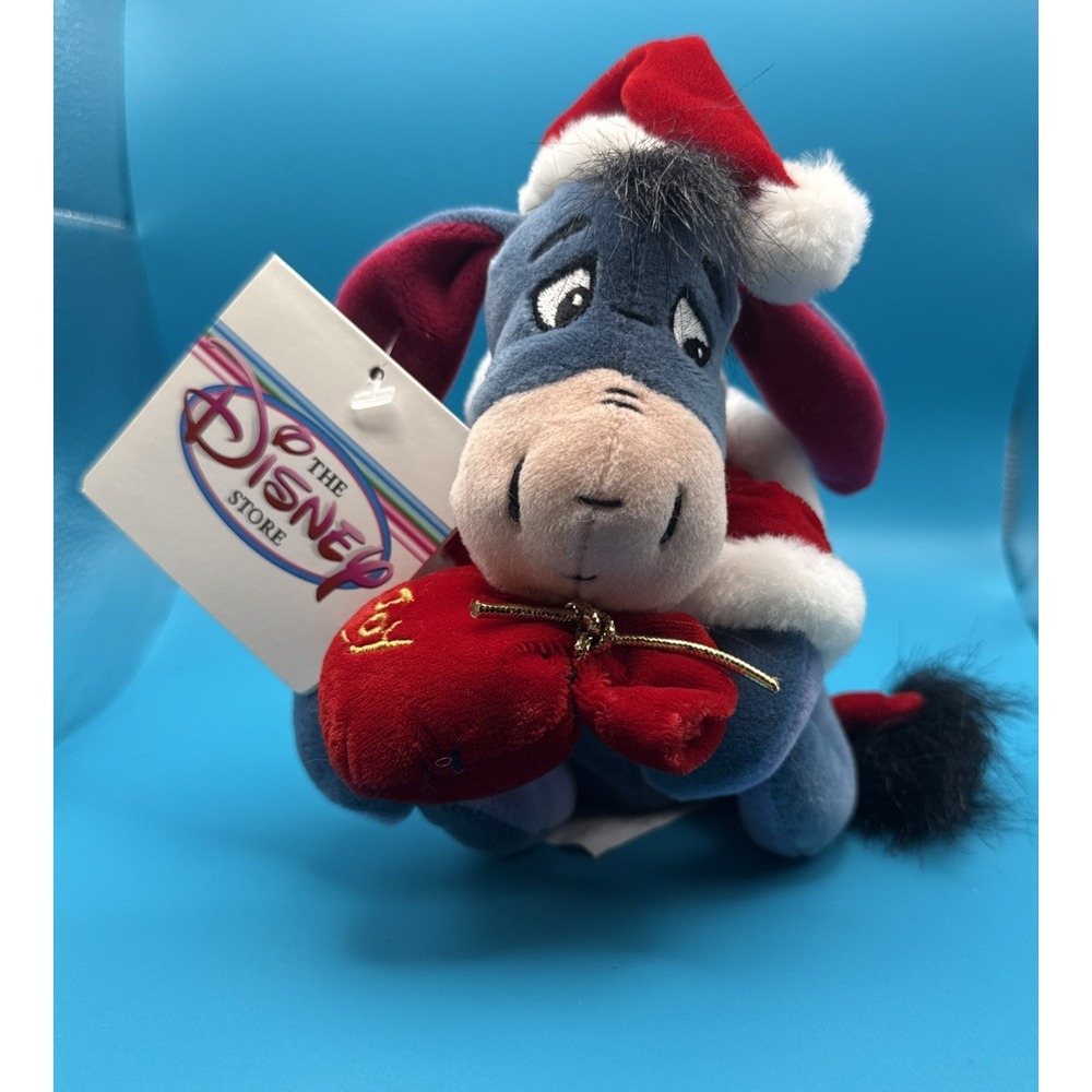 Disney SANTA EEYORE (Winnie the Pooh) 8" Plush w/tags RARE & RETIRED